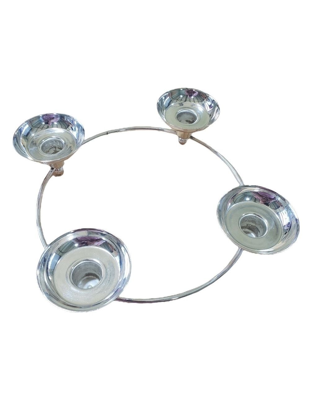 Partylite quartet candelabra silver circular pattern candle holder